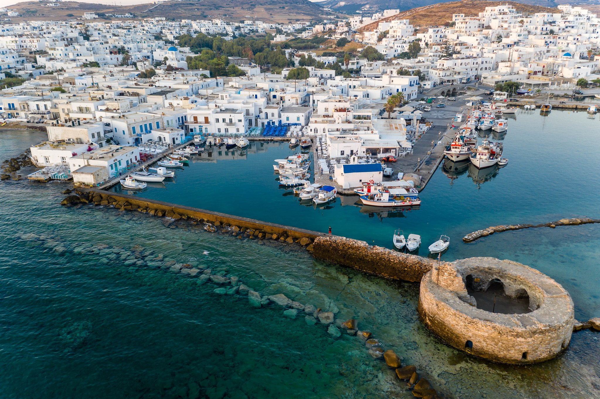 Aerial view of Naoussa - town in Paros - greece insiders blog