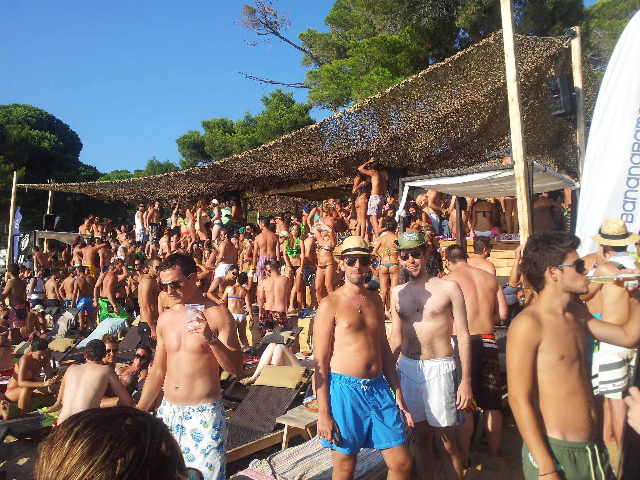 Banana beach Skiathos, dancing starts early in the morning and lasts until sunset