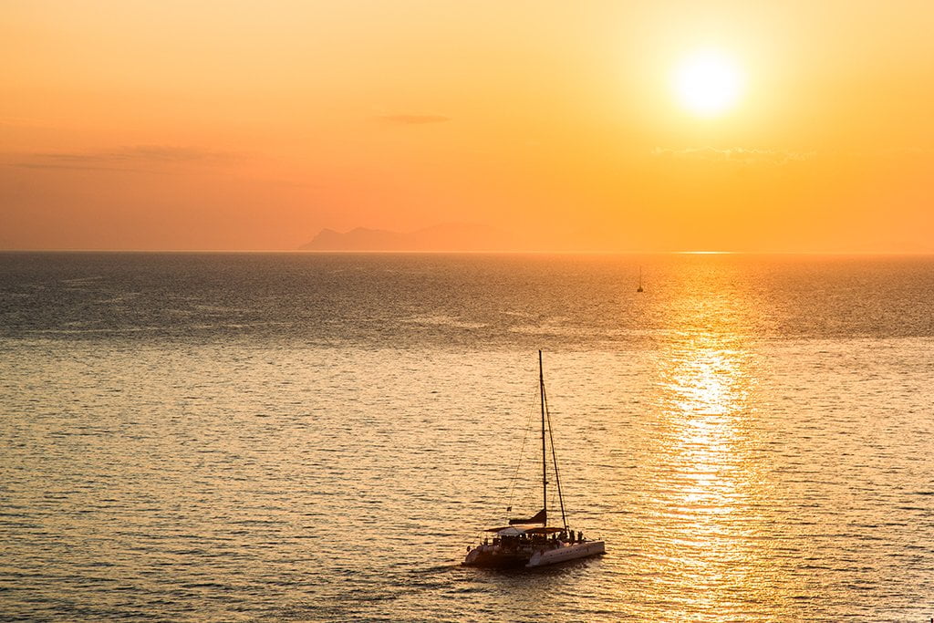 Catamaran sunset Cruise at santorini