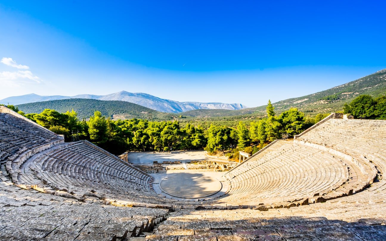 Panorama of Epidaurus theater, Greece