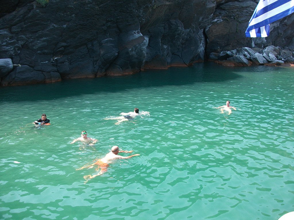 Morning dive in Santorini