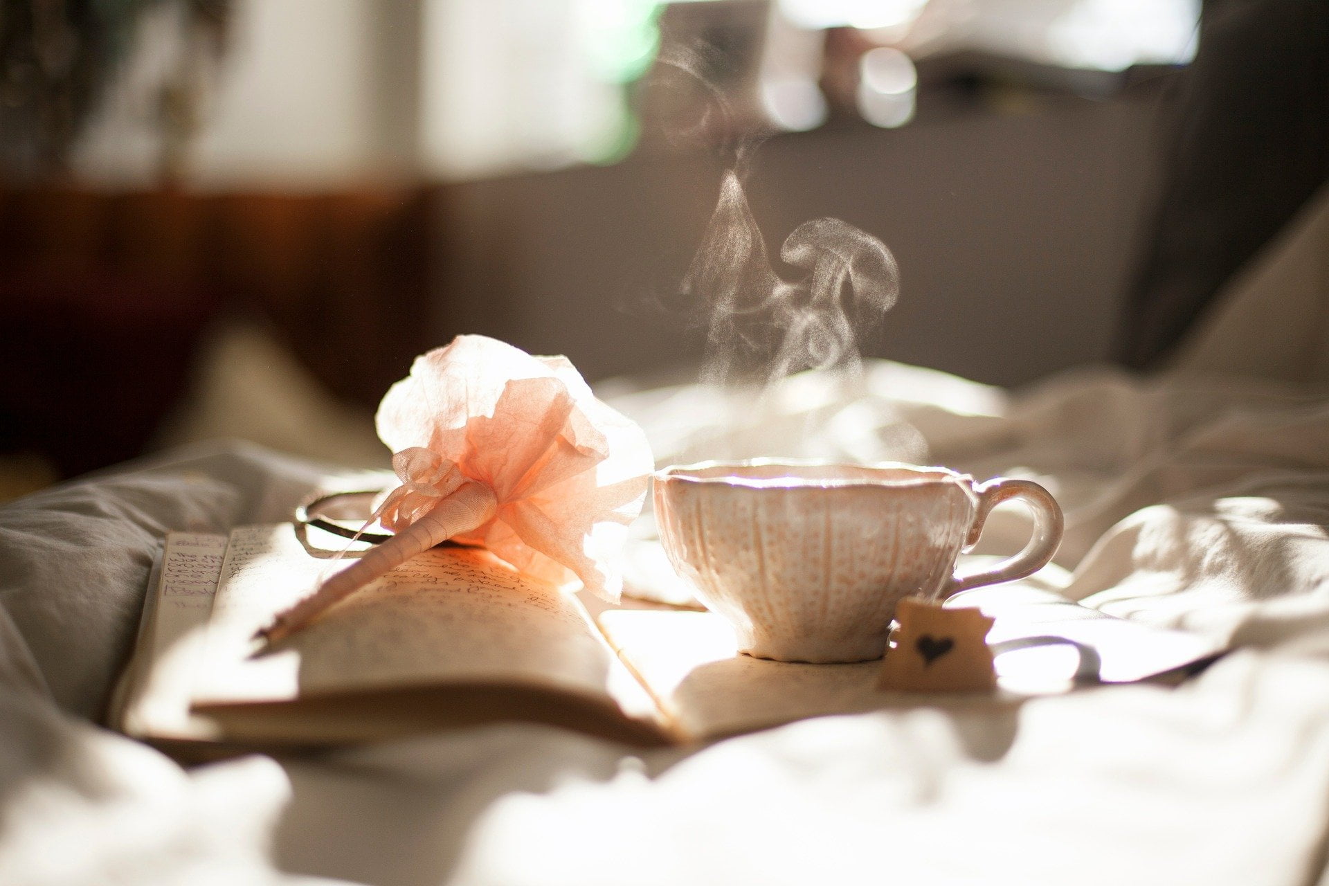 tea in bed with a book - blue zone area habits - blog