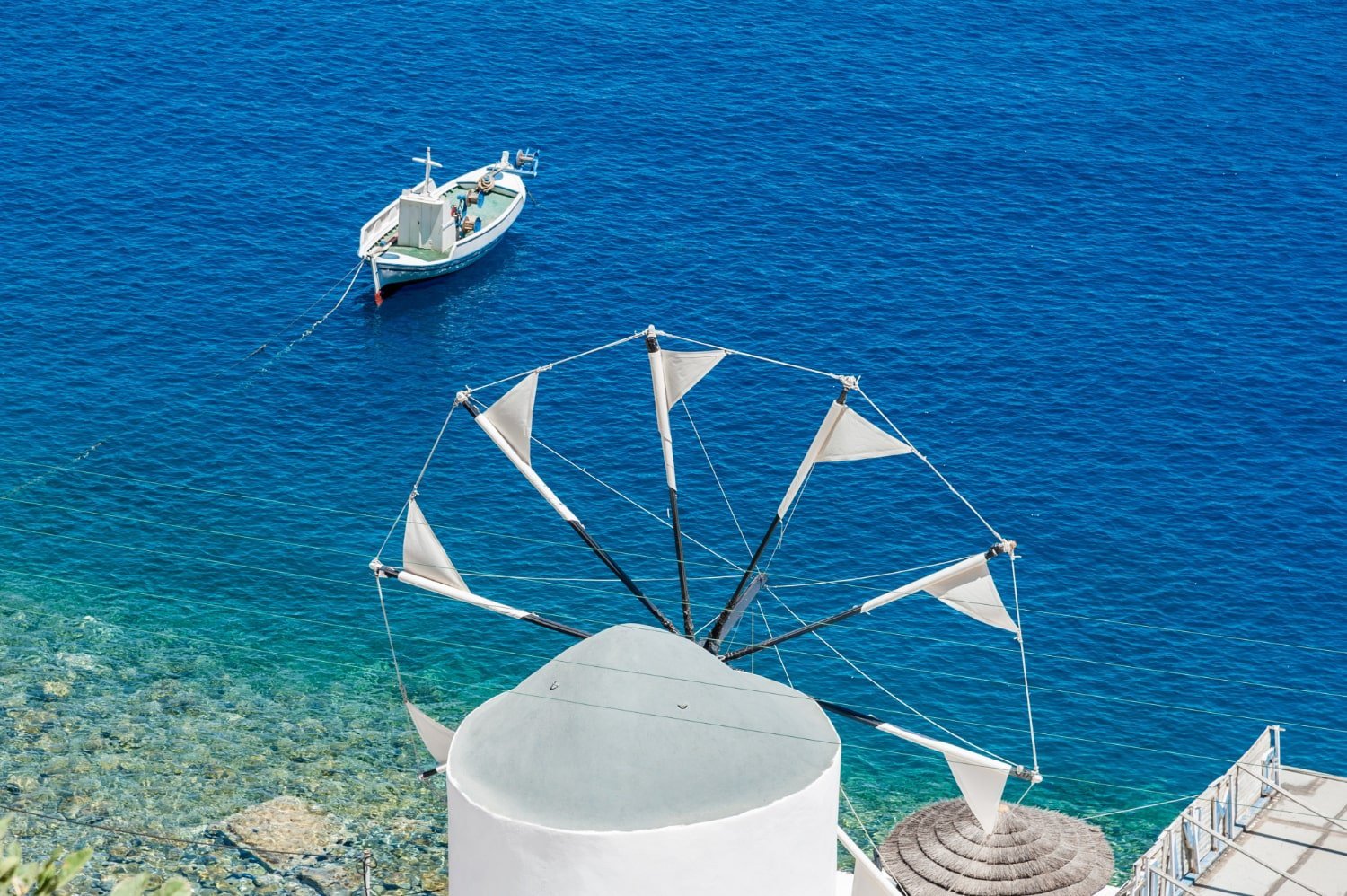 greece good weather windmill boat clear sea