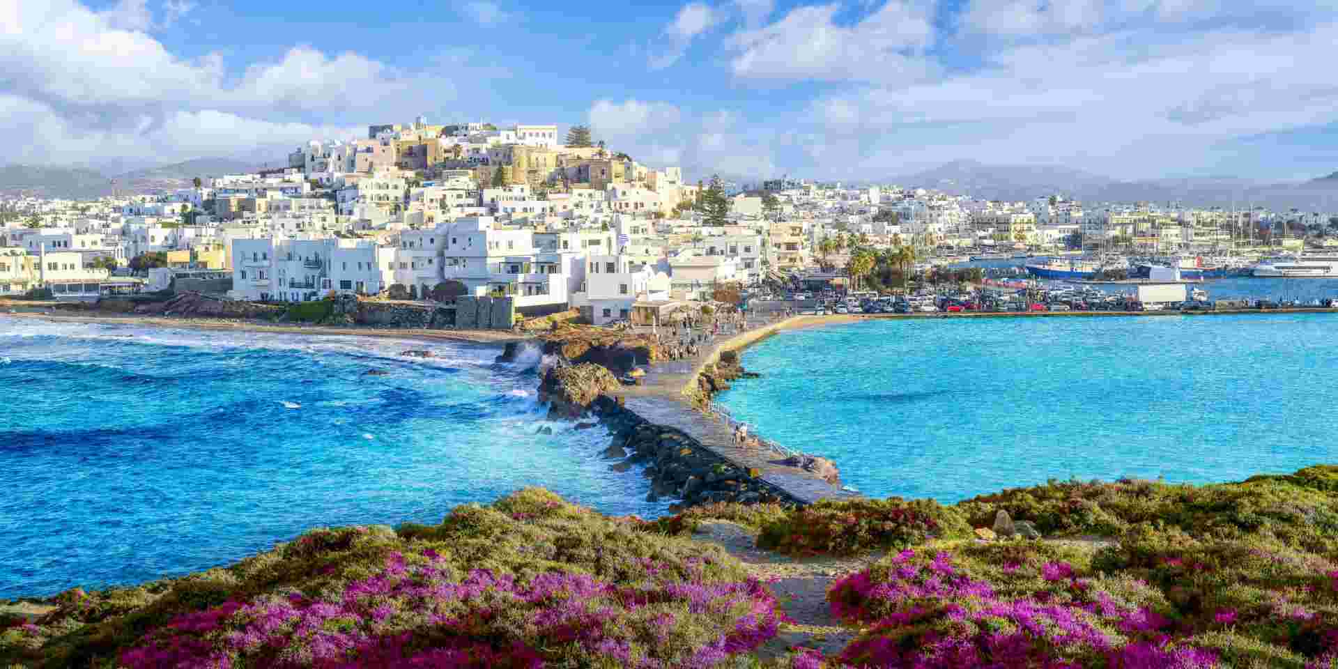 Panorama of Naxos Chora town, Naxos island, Greece Cyclades Naxos island_feature