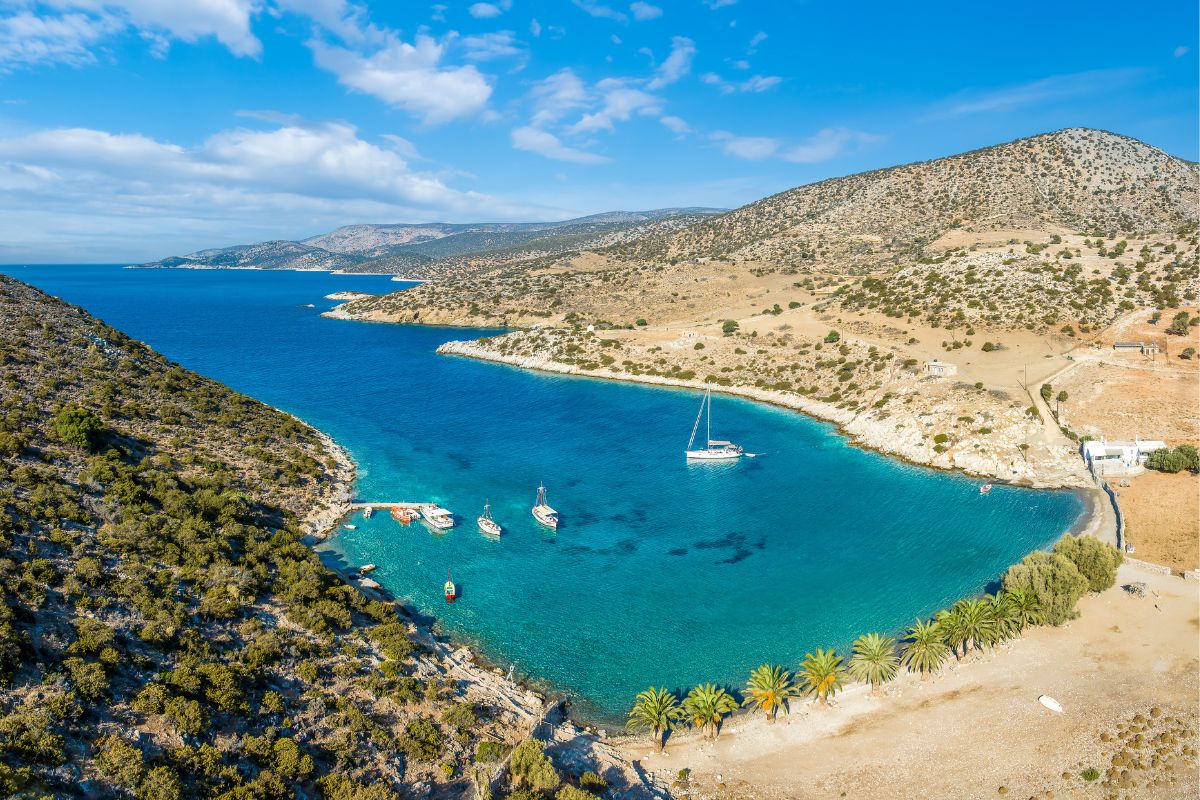 Landscape with Panormos beach, Naxos island, Greece Cyclades