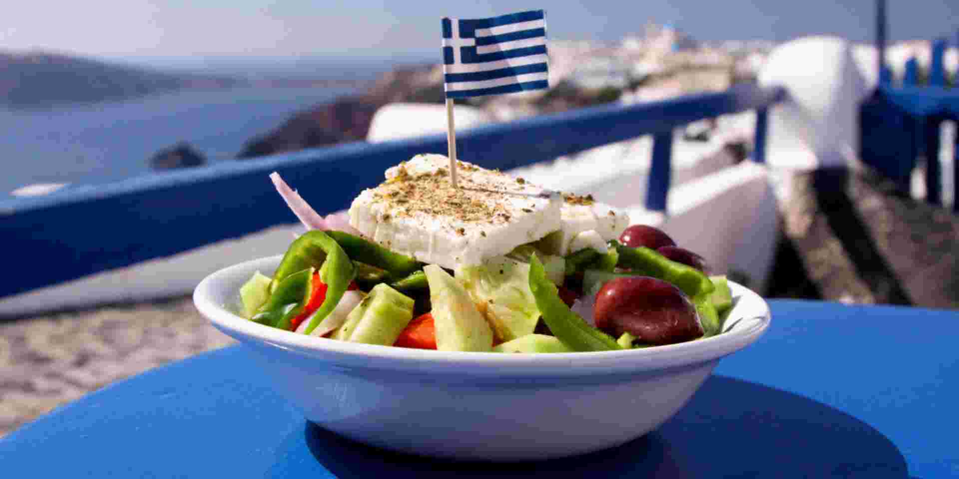 greek salad with feta cheese_traditional greek food Greek traditional food_feature
