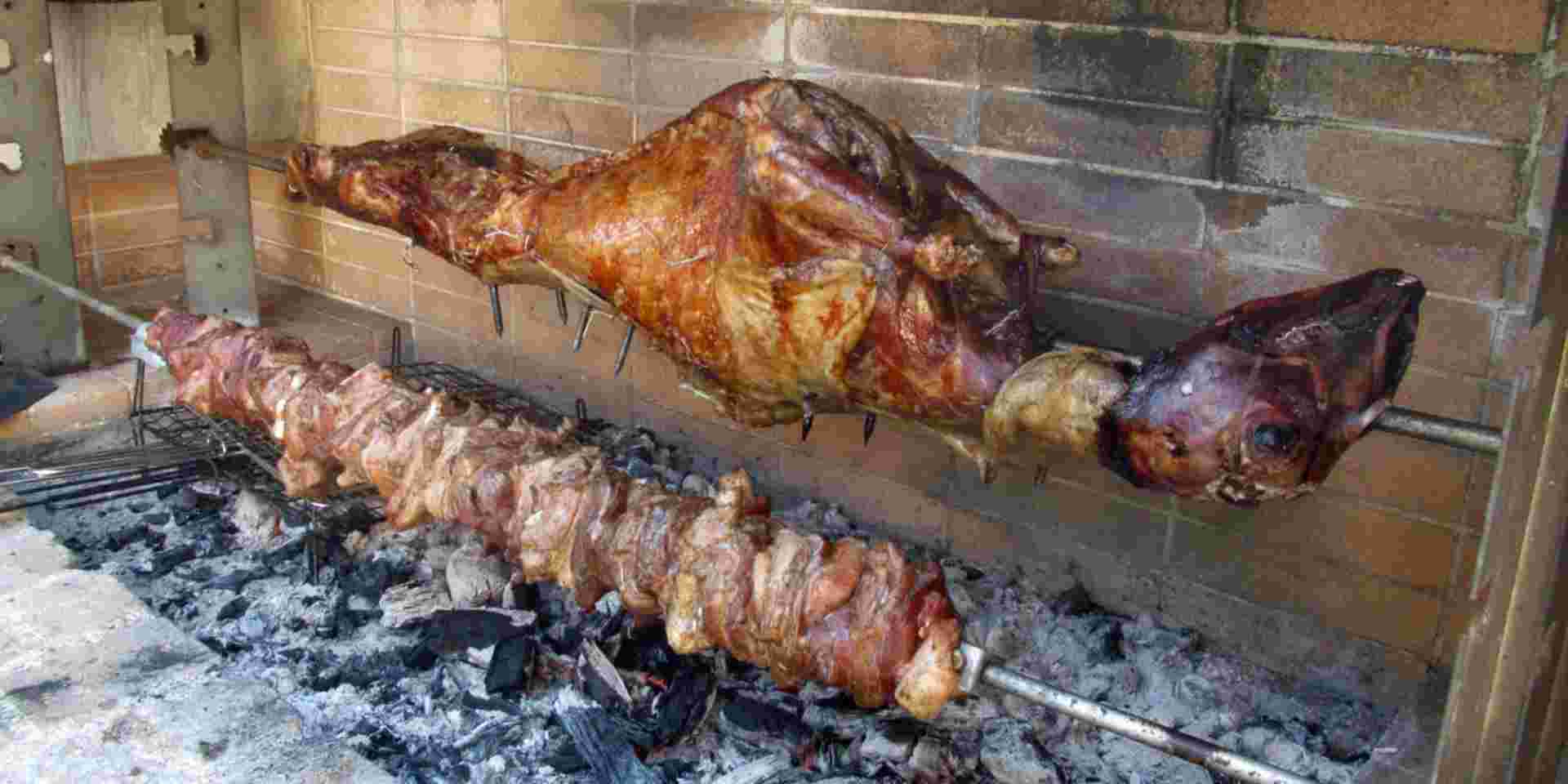 whole lamb on the spit and lamb on spit_greek easter_greek food_feature