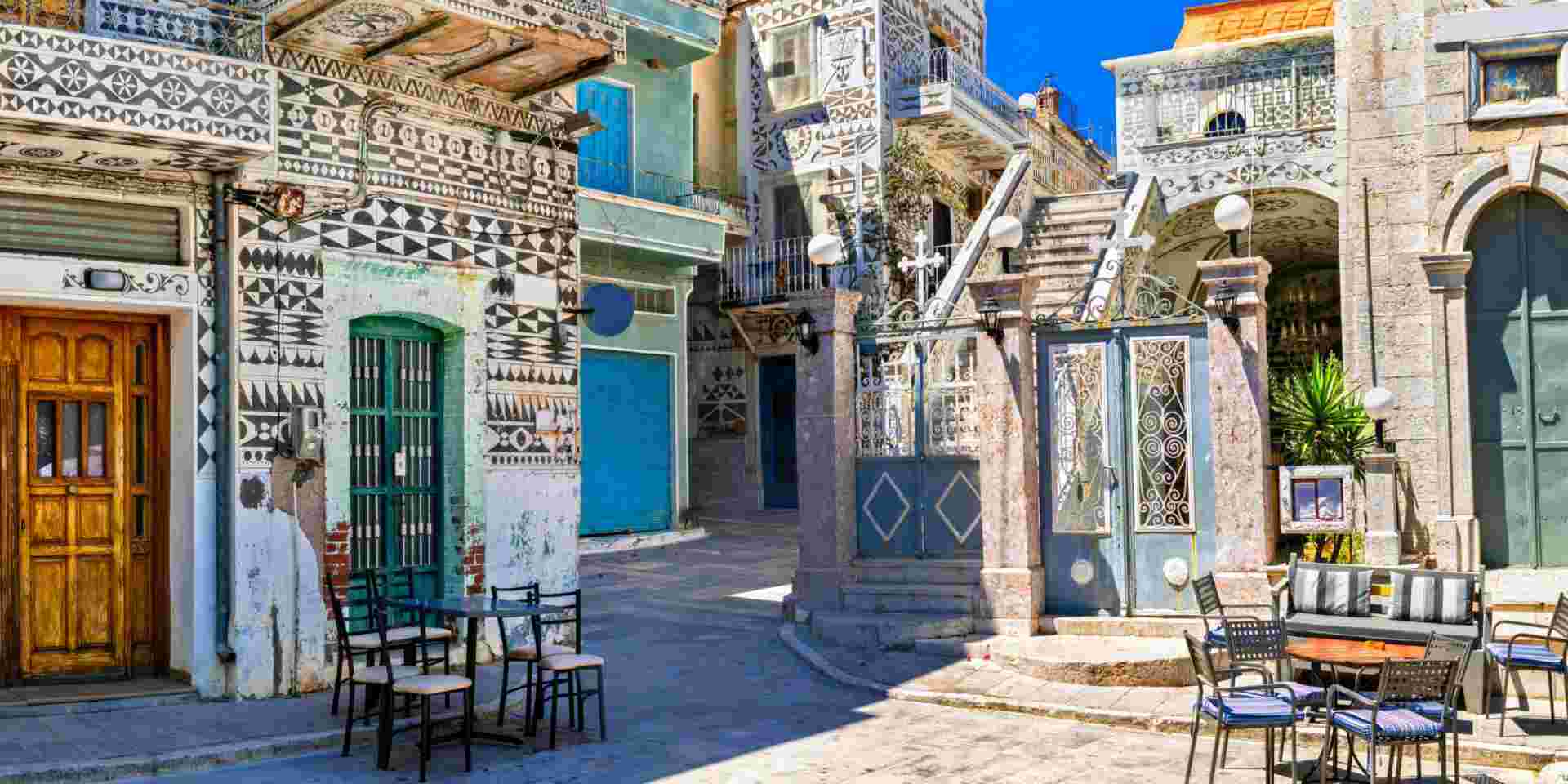famous Pyrgi village known as painted (carved) village in Chios Chios_medieval greece_feature