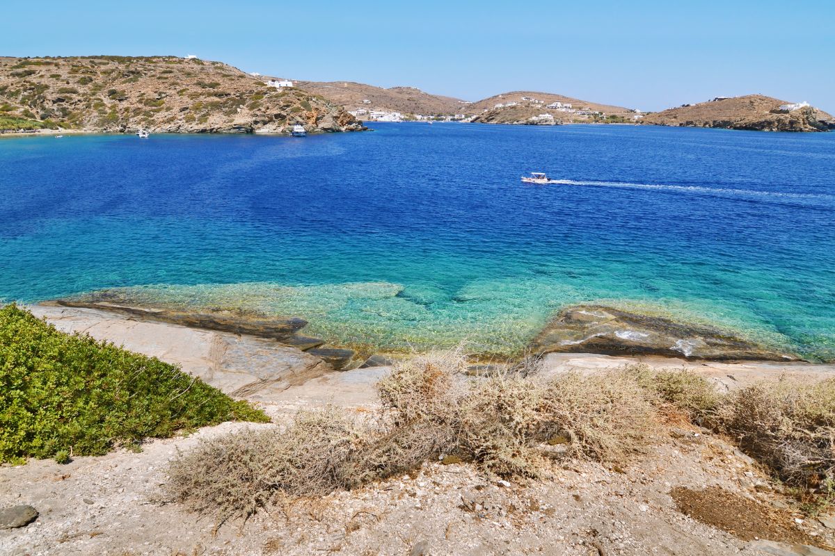 small beach under of Panagia Chrysopigi church Sifnos island Greece