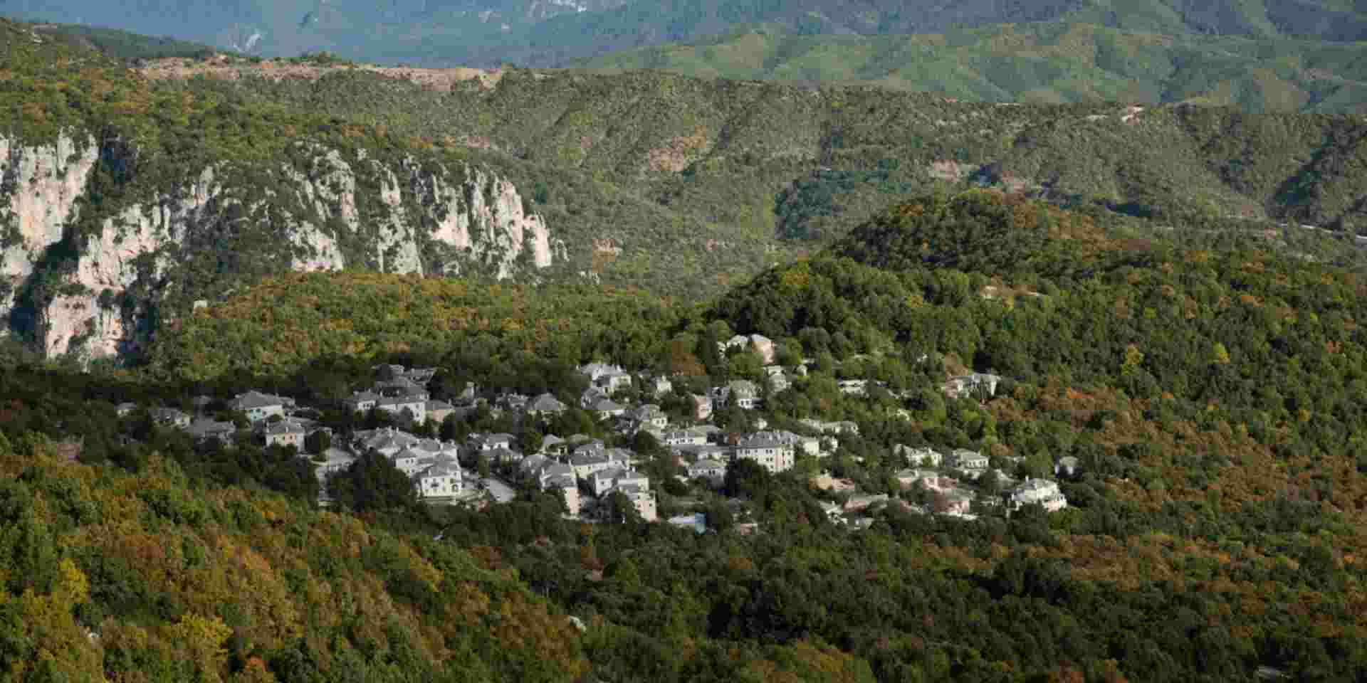 Scenery of Monodendri village in Central Zagori, Epirus region, in the Ioannina regional unit in Greece Europe_Greek villages Monodendri_Greek villages_feature