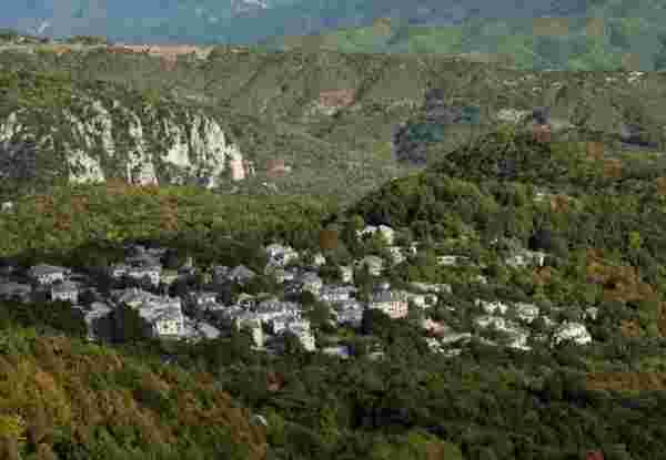 Scenery of Monodendri village in Central Zagori, Epirus region, in the Ioannina regional unit in Greece Europe_Greek villages Monodendri_Greek villages_feature