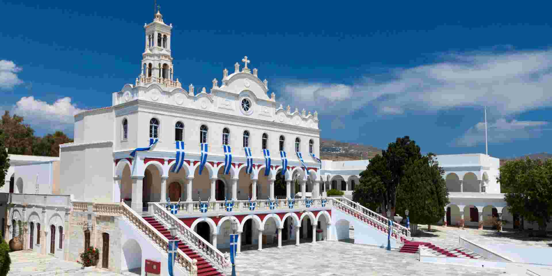 Church of Panagia Evangelistria at Tinos island in Greece tinos island_august 15th in greece_feature
