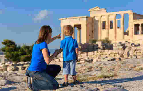 family in Acropolis,  Athens, Greece