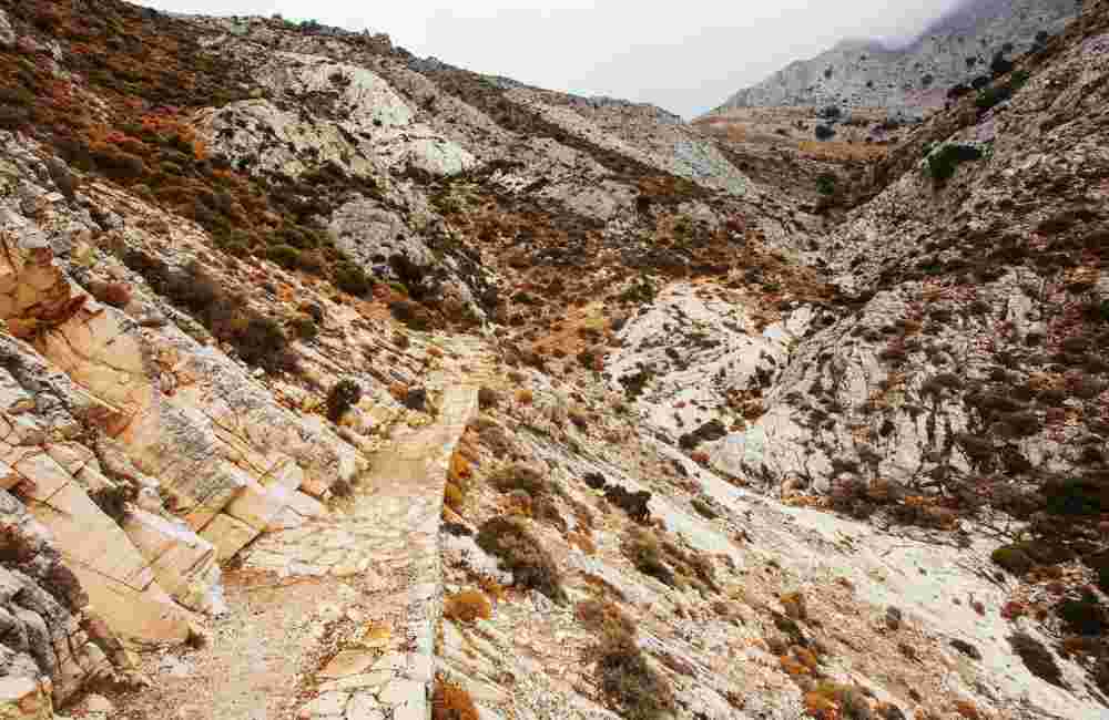 Hiking Path to Mount Zas in Naxos Island, Greece.