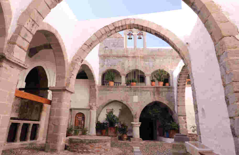 Inside the monastery of Saint John the Theologian in Patmos island, Dodecanese, Greece