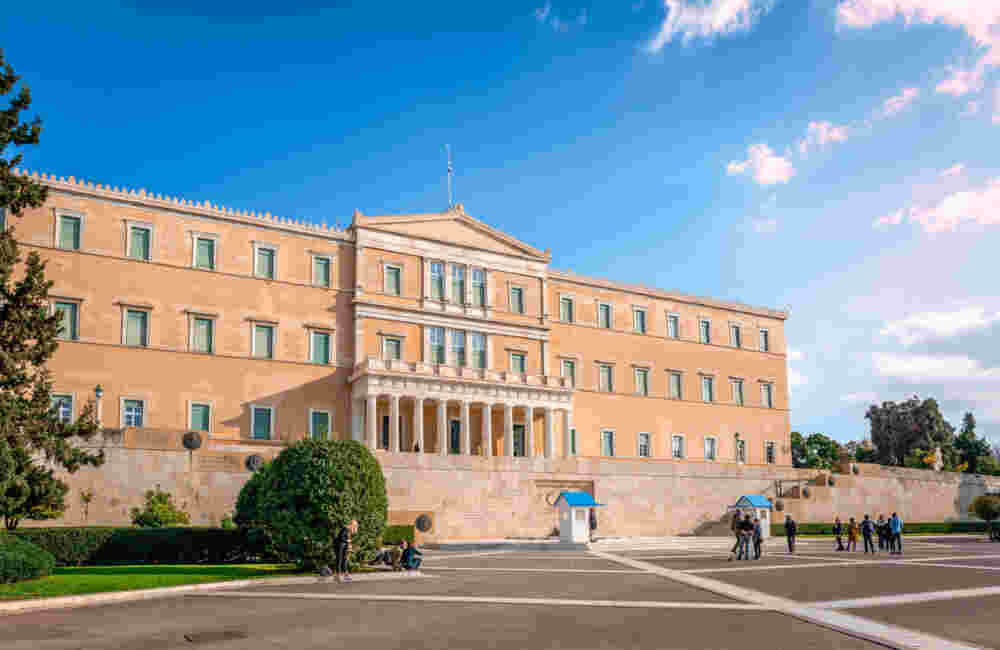 The Hellenic (Greek) Parliament located in the Old Royal Palace, Athens, Greece.
