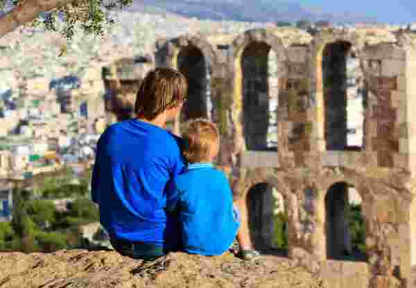 family in Acropolis, Athens, Greece Acropolis in Athens with kids