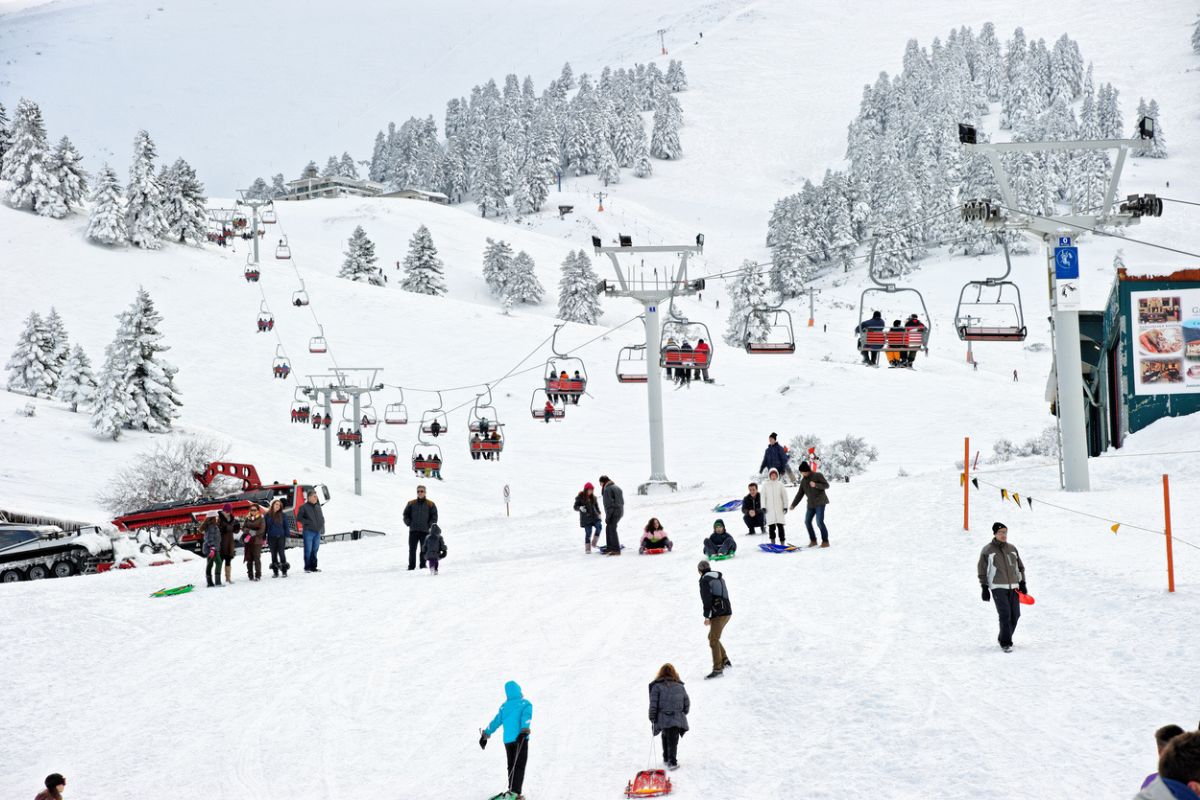 Kalavrita, Greece - December 28, 2011: The Kalavrita Ski Center on mount Helmos in Peloponnese, Greece. 