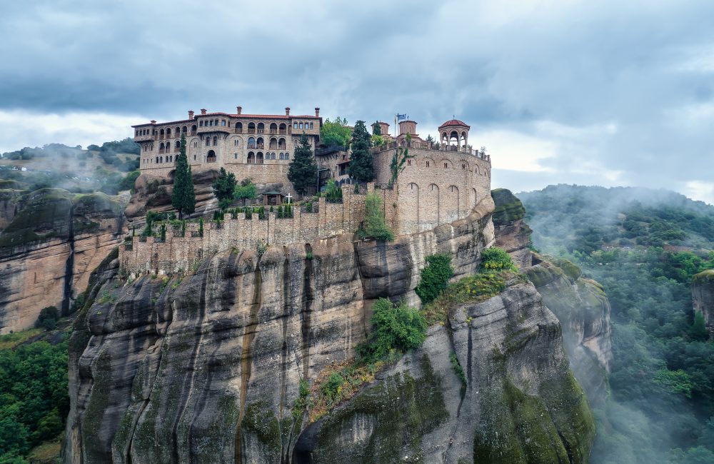 Amazing panoramic view of Meteora valley in Greece