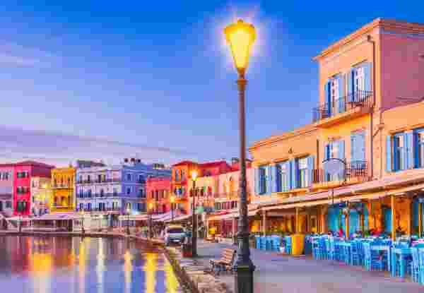 Chania, Crete. Beautiful Greece and best scenic places - panorama of picturesque old Venetian Harbor in town of Chania. chania crete_weather in greece in may_feature