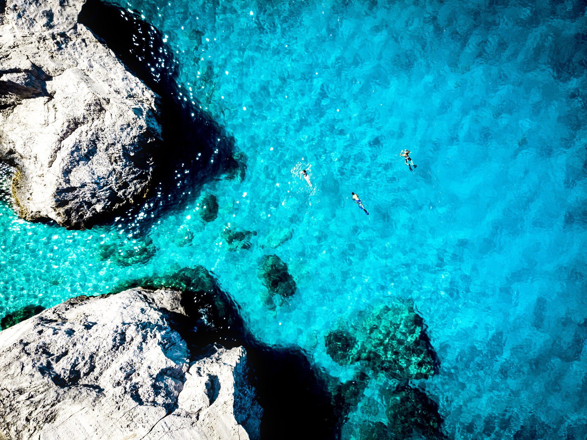 Snorkeling in crystal clear waters, Ionian Sea, Greece, Lefkada