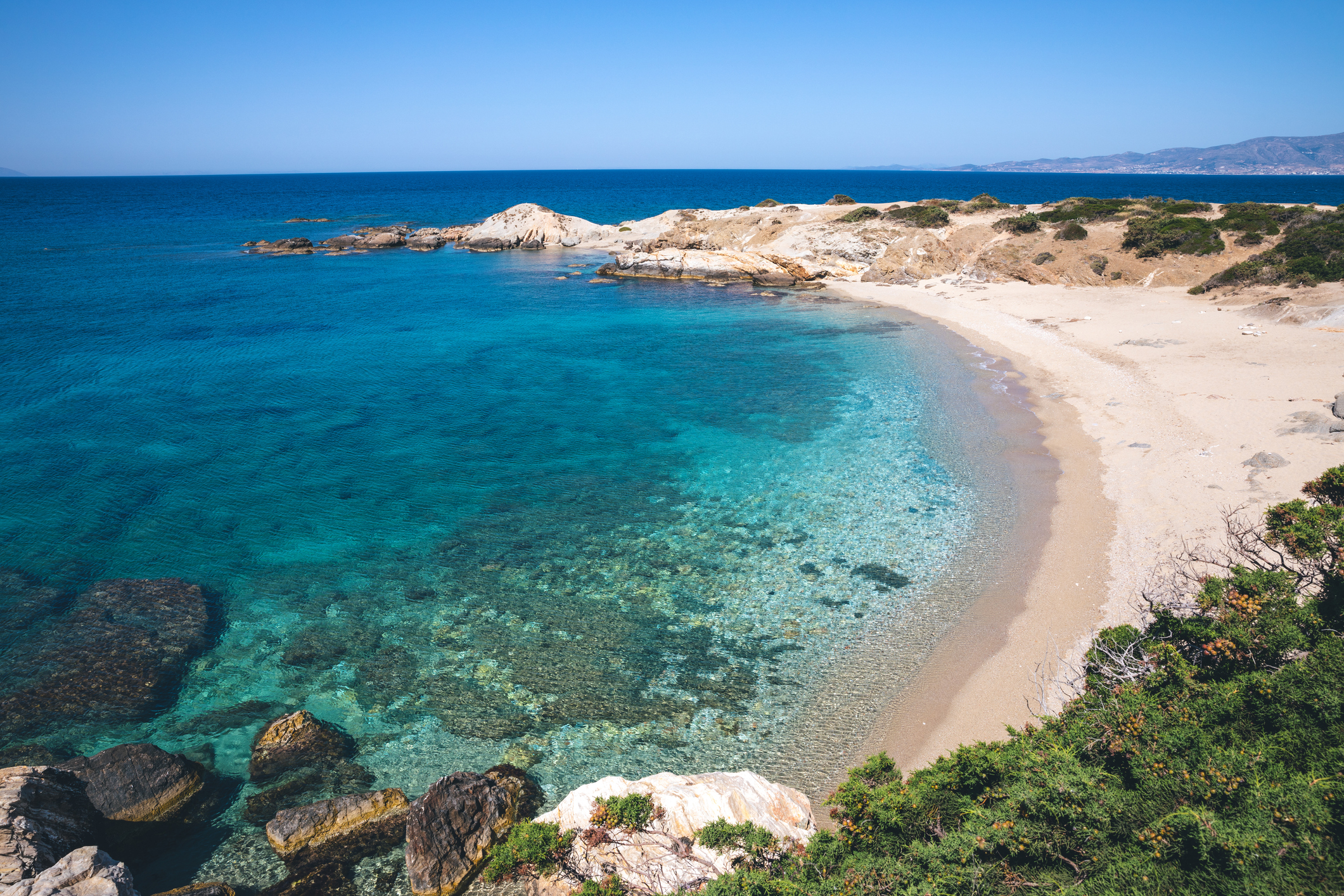 Remote wild beach (Aliko) on Naxos island, Greece.