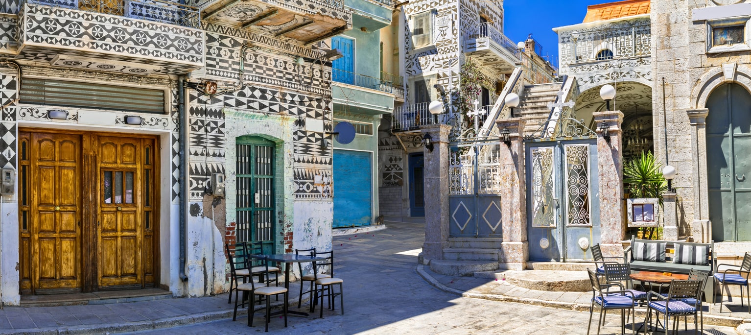 Pyrgi in Chios island with ornamental houses