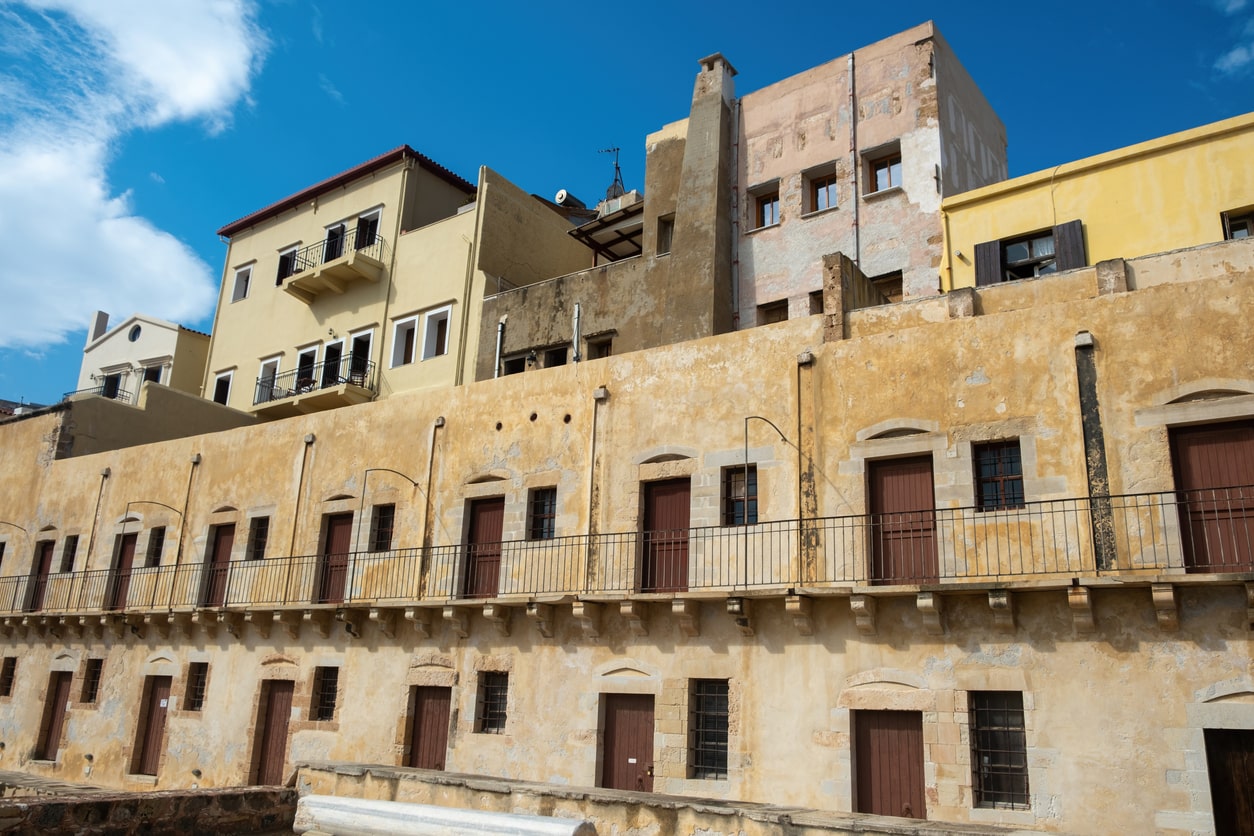 Firkas Fortress at port , Old Town of Chania Crete, Greece. War museum, Revellino castle