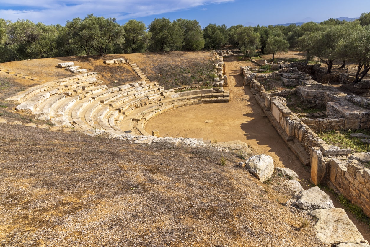 Europe, Greece, Crete, Aptera. Ancient theater. Roman Ruins