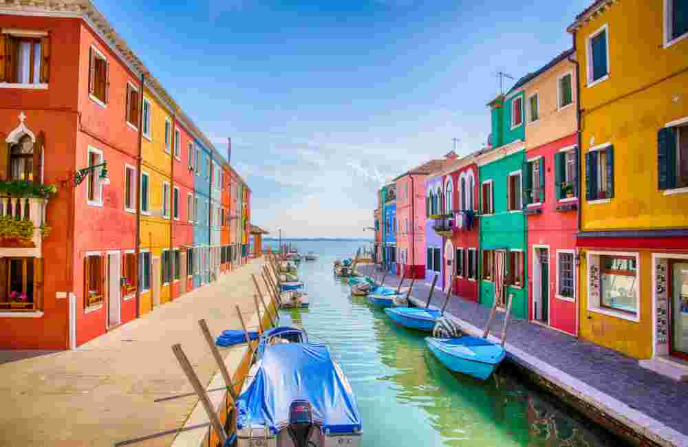 Burano Island the colorful traditional fishing village near of Venice. Italy