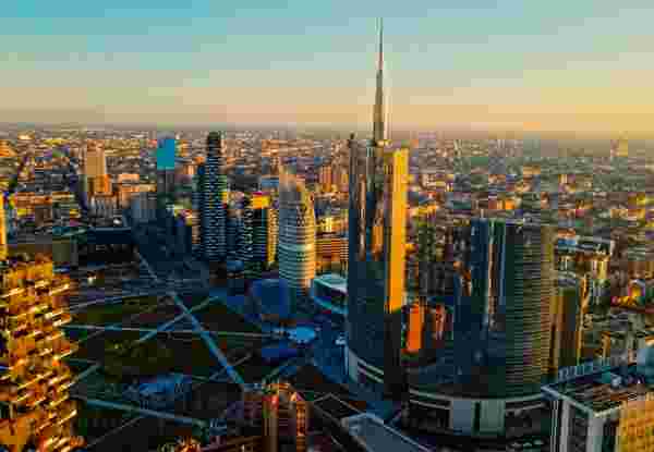 Golden Hour Over Milan's Modern Skyline