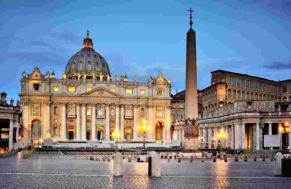 St. Peter's Basilica at dawn in Vatican City, Rome, Italy.
