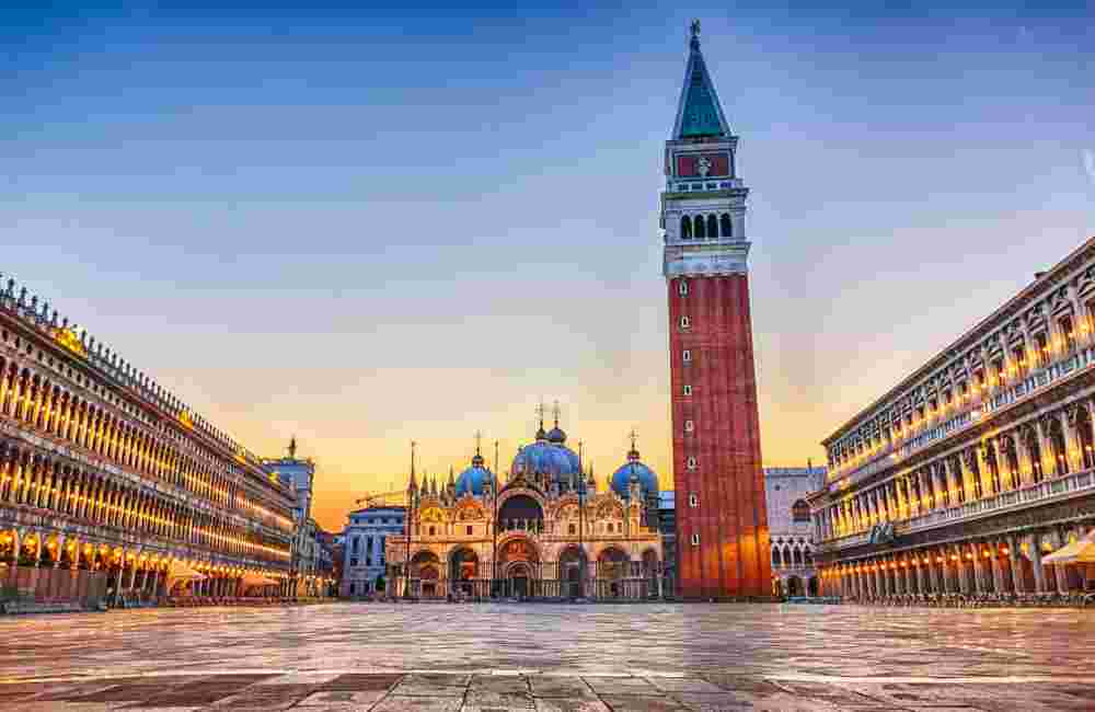 Venetian Square Piazza San Marco, evening view