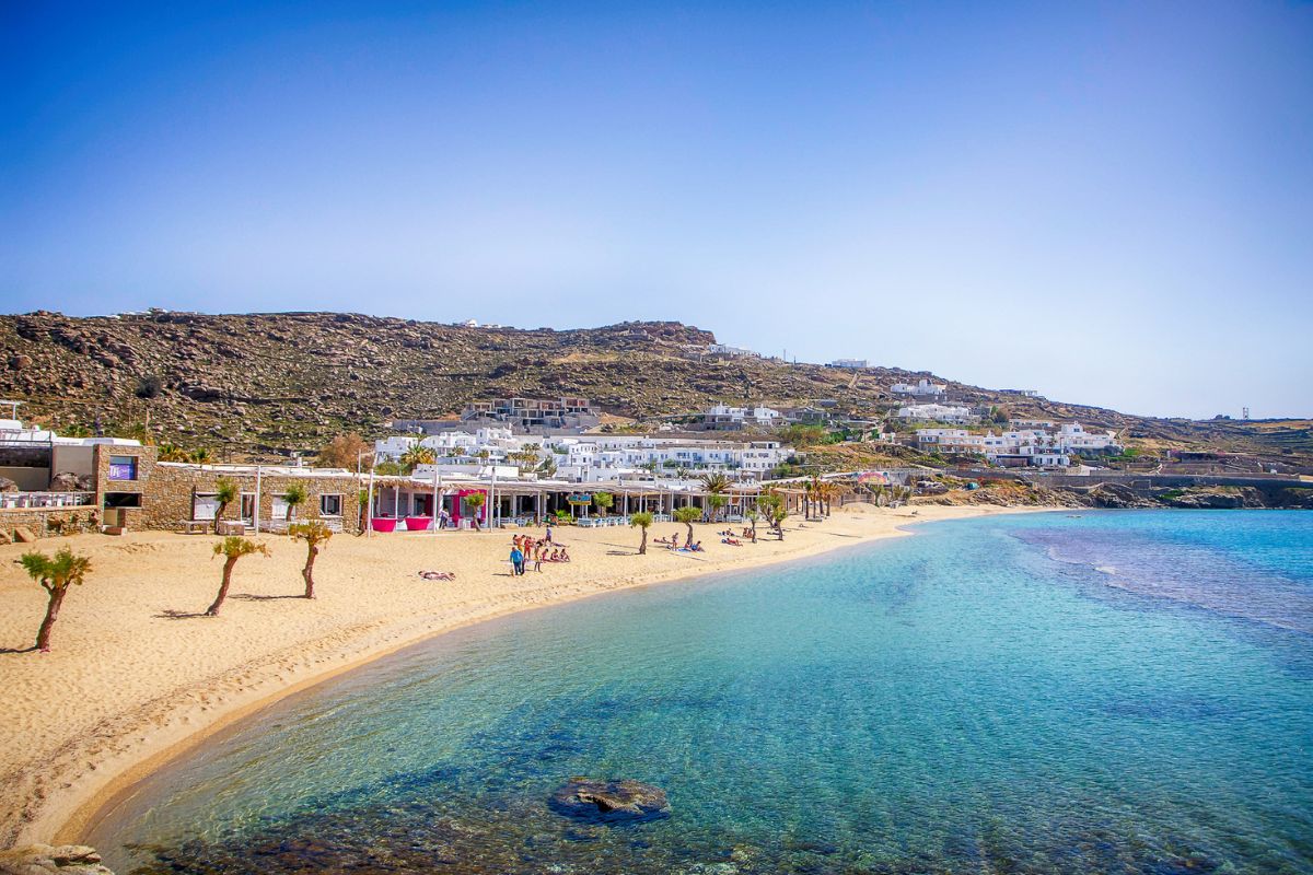 Famous Paradise Beach in springtime Mykonos, Greece