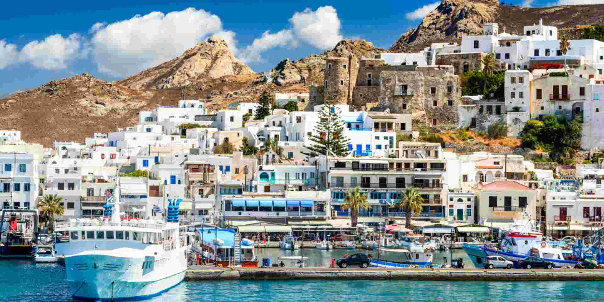 Naxos, Greek Islands. Sunny summer landscape with rocky island, Cyclades in Greece. Naxos for seniors_feature