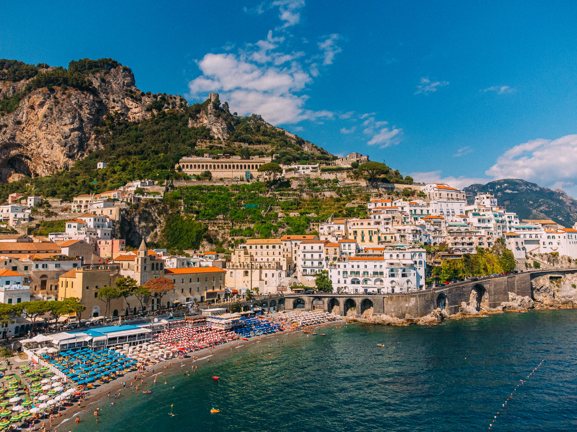 The Amalfi Coast is a picturesque stretch of coastline in southern Italy, known for its dramatic cliffs, vibrant seaside villages, and stunning views of the Tyrrhenian Sea.