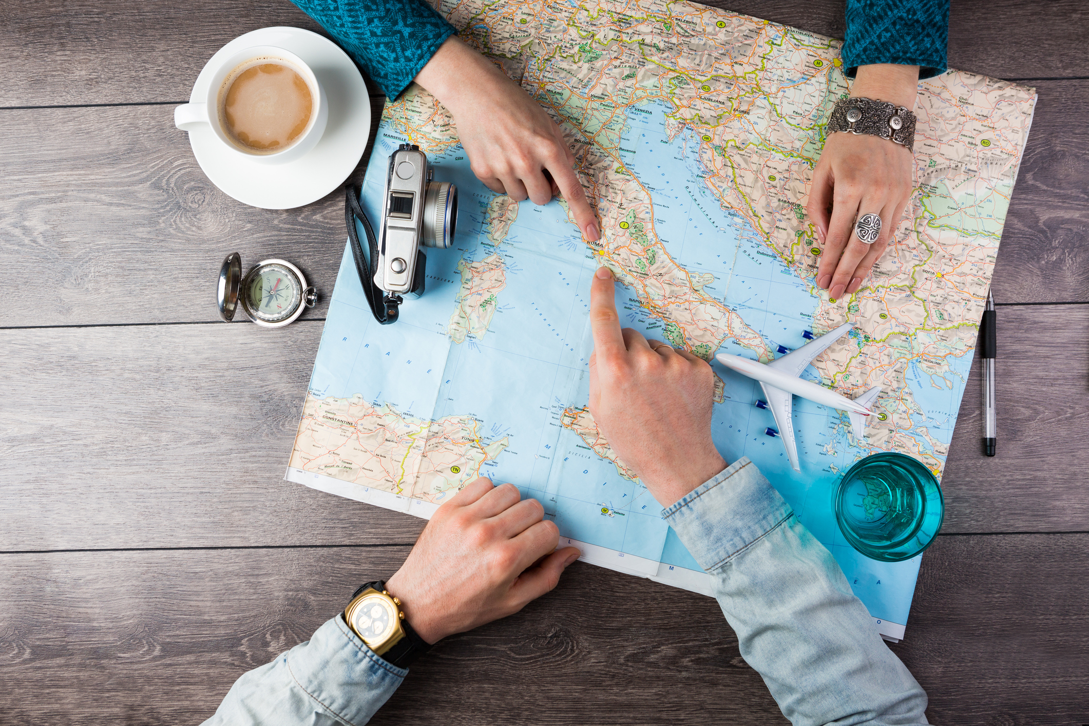 Couple planning honeymoon