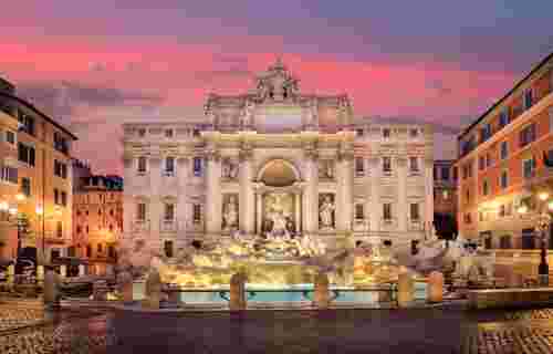 Rome at sunset, Trevi Fountain