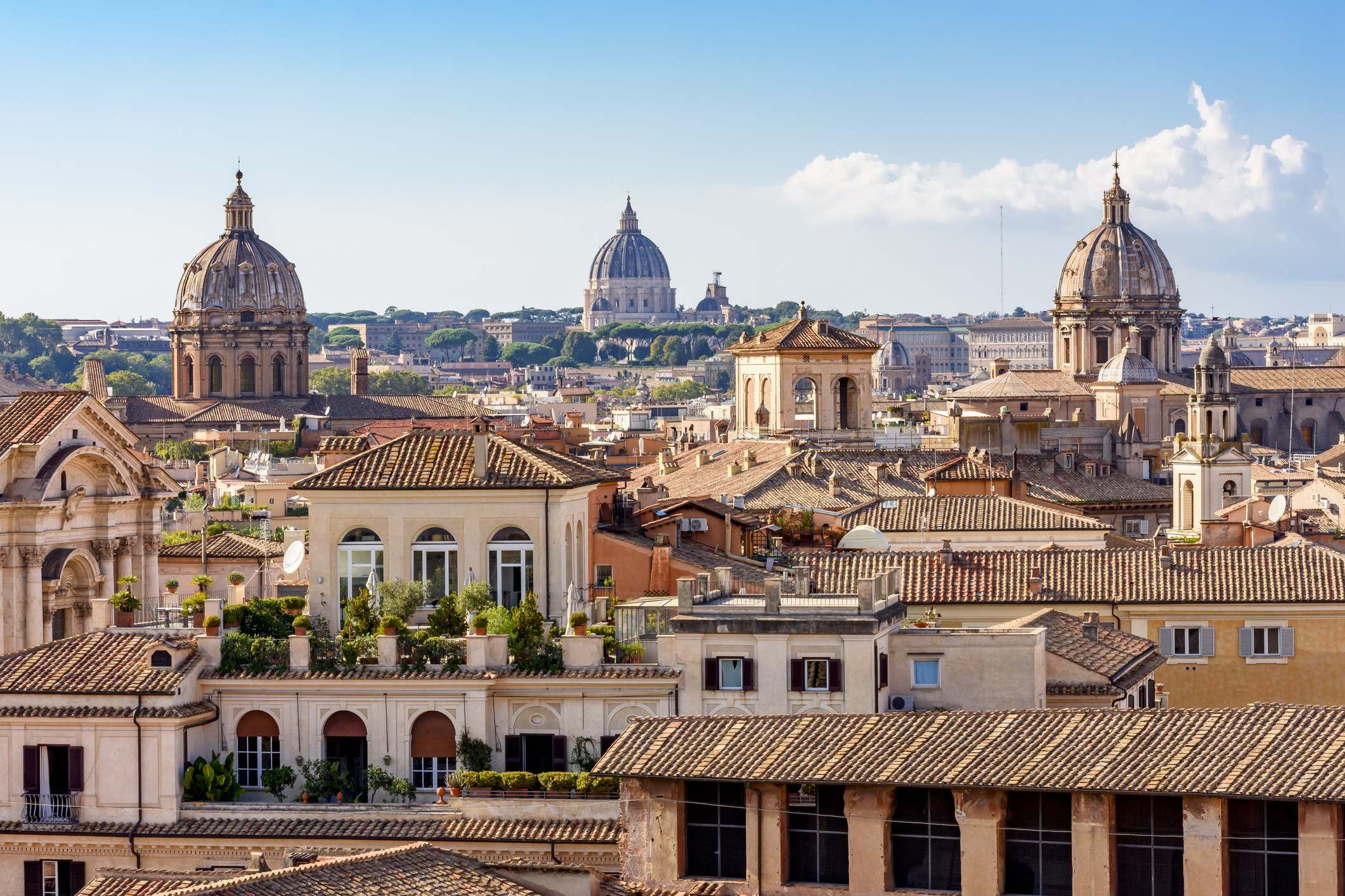 Rome cityscape with dome of St. Peter's basilica in Vatican