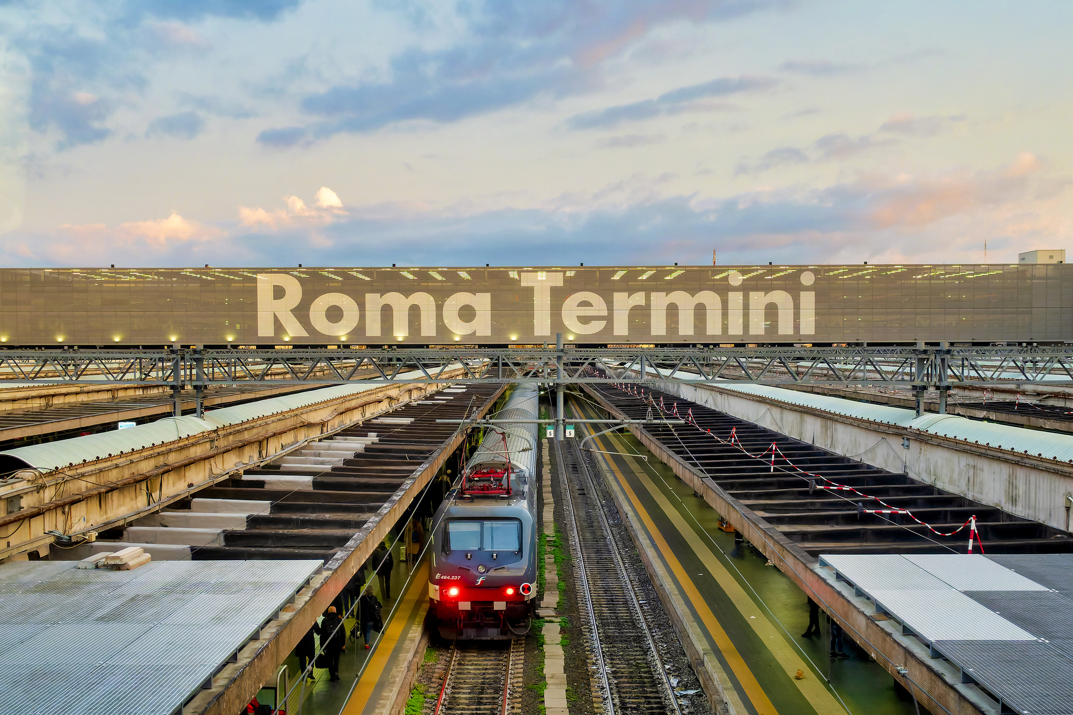 View of the tracks of the Stazione Termini, Rome, Italy