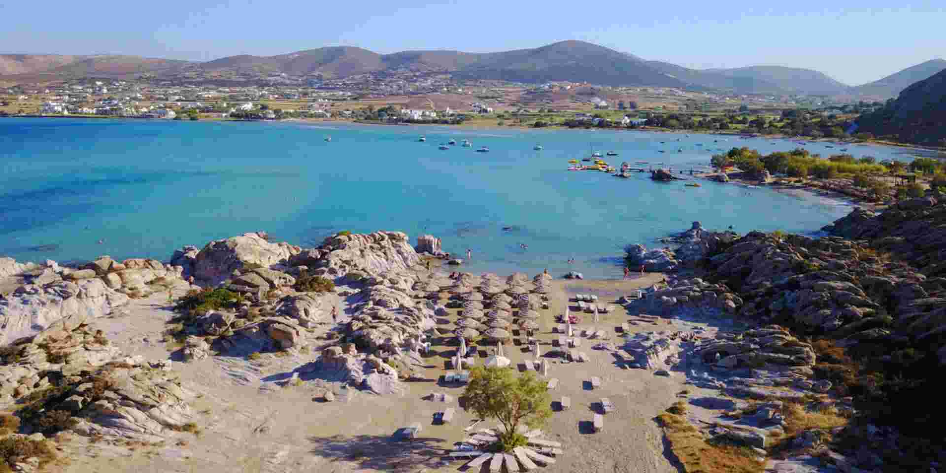 Aerial drone photo of Kolympithres beach, Paros island, Cyclades Kolympithres beach paros_feature