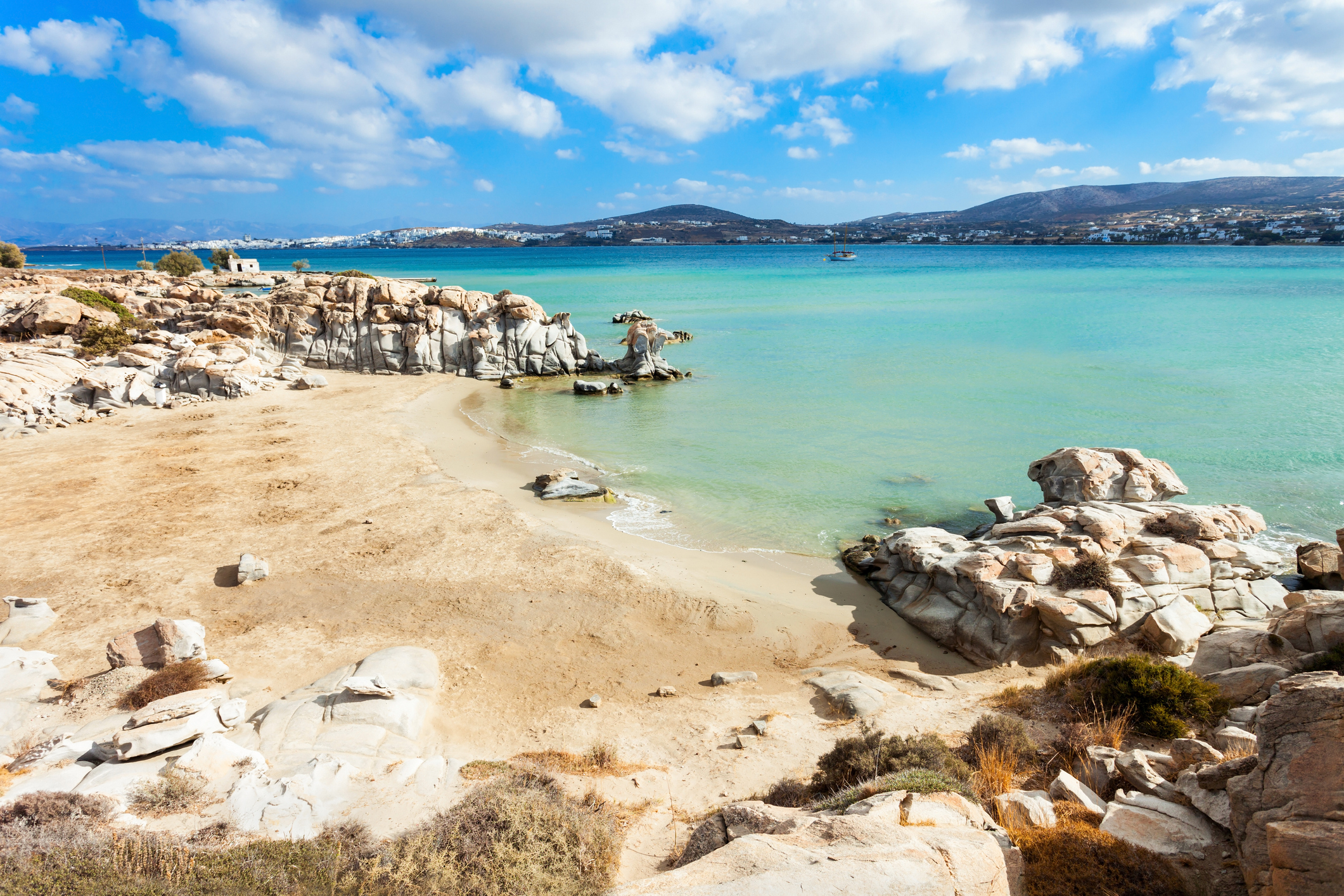 Kolimbithres beach with beauty stone rocks on the Paros island in Greece