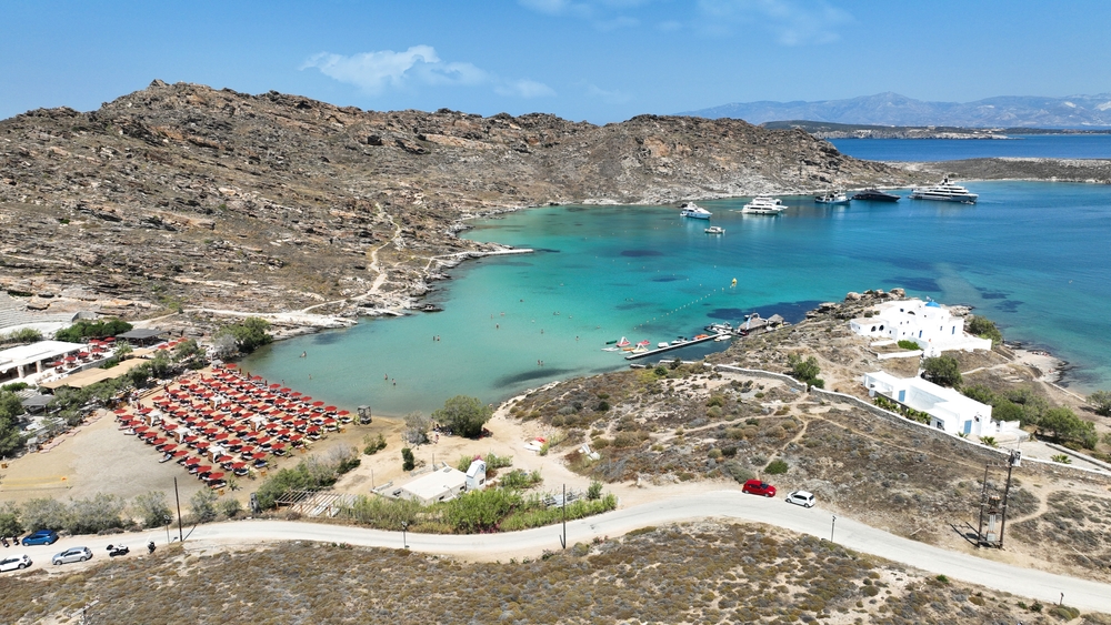 monastiri beeach paros aerial view