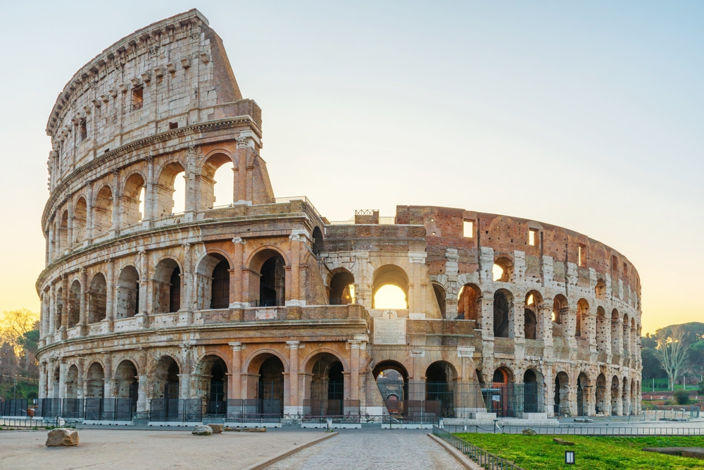 The Colosseum in Rome illuminated by soft morning light, showcasing one of Italy’s most iconic ancient landmarks