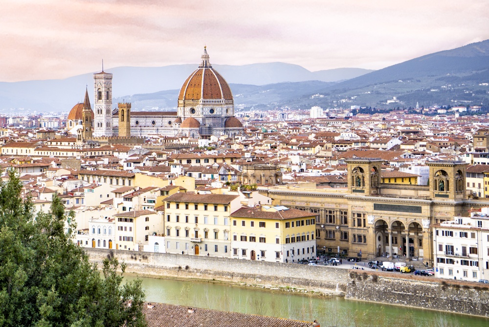 Panoramic view of Florence featuring the Cathedral of Santa Maria del Fiore and the city’s iconic Renaissance skyline