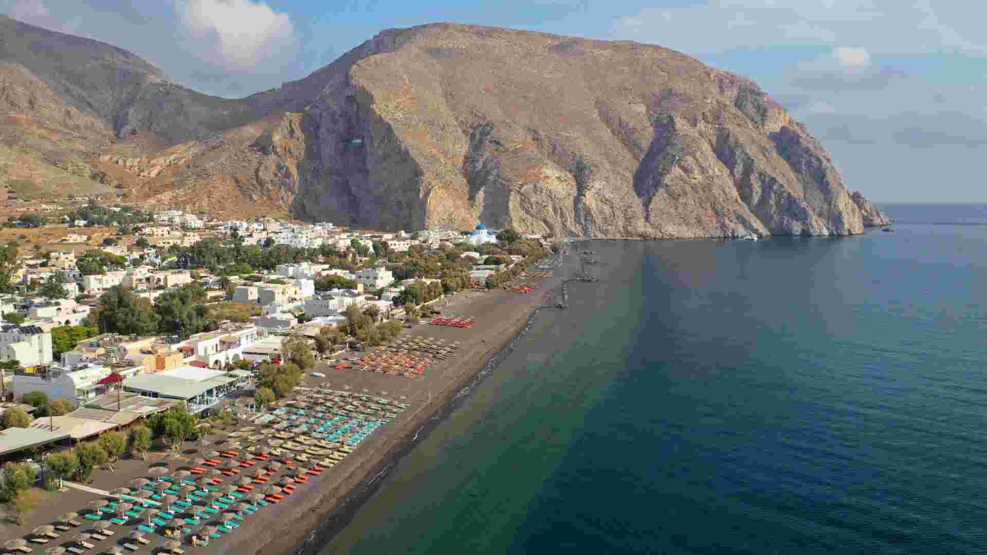 Aerial,Drone,Photo,Of,Famous,Volcanic,Beach,And,Bay,Of