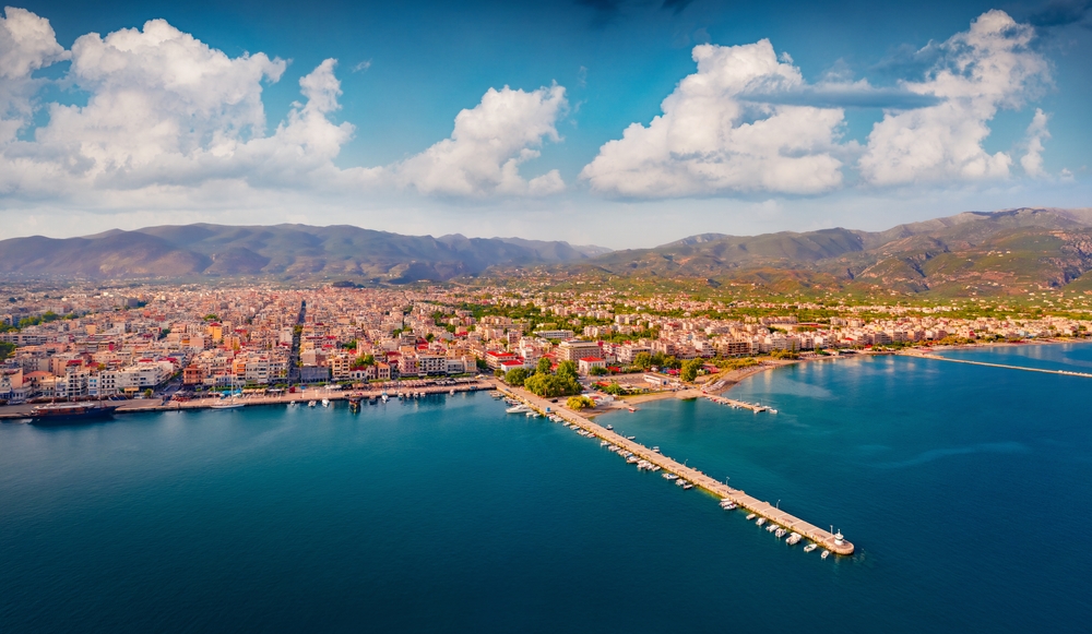 Aerial summer cityscape of Kalamata port Aerial summer cityscape of Kalamata port