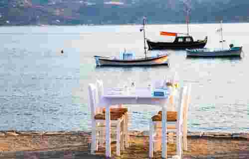 Traditional,Greeek,Restaurant,Table,By,The,Sea